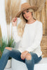 BRUSHED WAFFLE ROUND NECK SIDE SLIT SWEATER