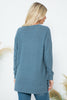 PLUS SIZE BRUSHED WAFFLE ROUND NECK SIDE SLIT SWEATER