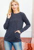 Knit Front Pocket Long Sleeved Top 2