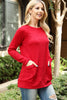 Knit Front Pocket Long Sleeved Top 2