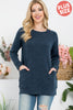 Knit Front Pocket Long Sleeved Top 2