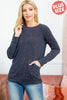 Knit Front Pocket Long Sleeved Top 2