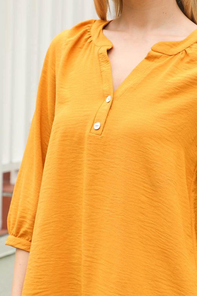 Button Detail Collar Woven Top