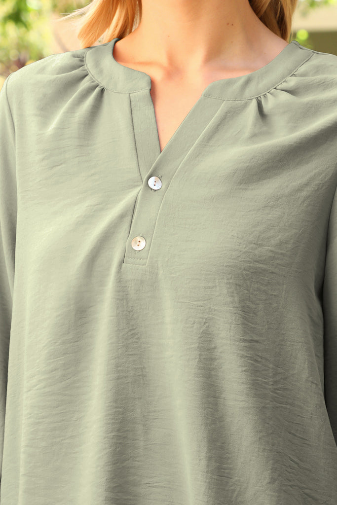 Button Detail Collar Woven Top