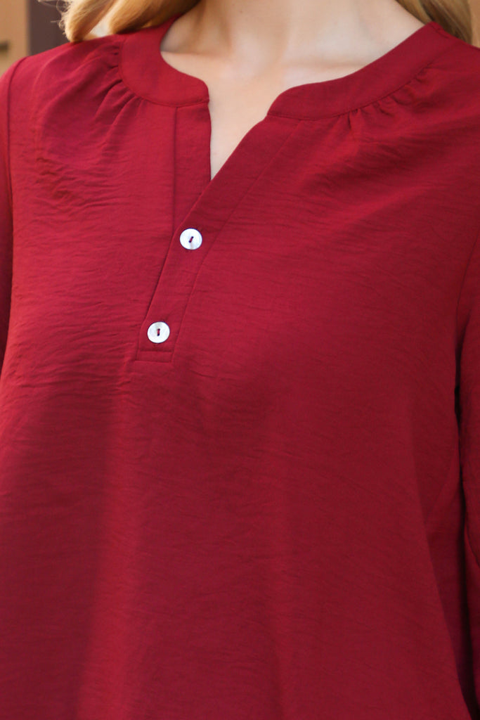 Button Detail Collar Woven Top