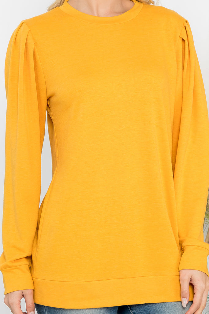 French Terry Pleated Sleeve Top