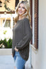 Boat Neckline Puff Sleeve Hacci Brushed Top