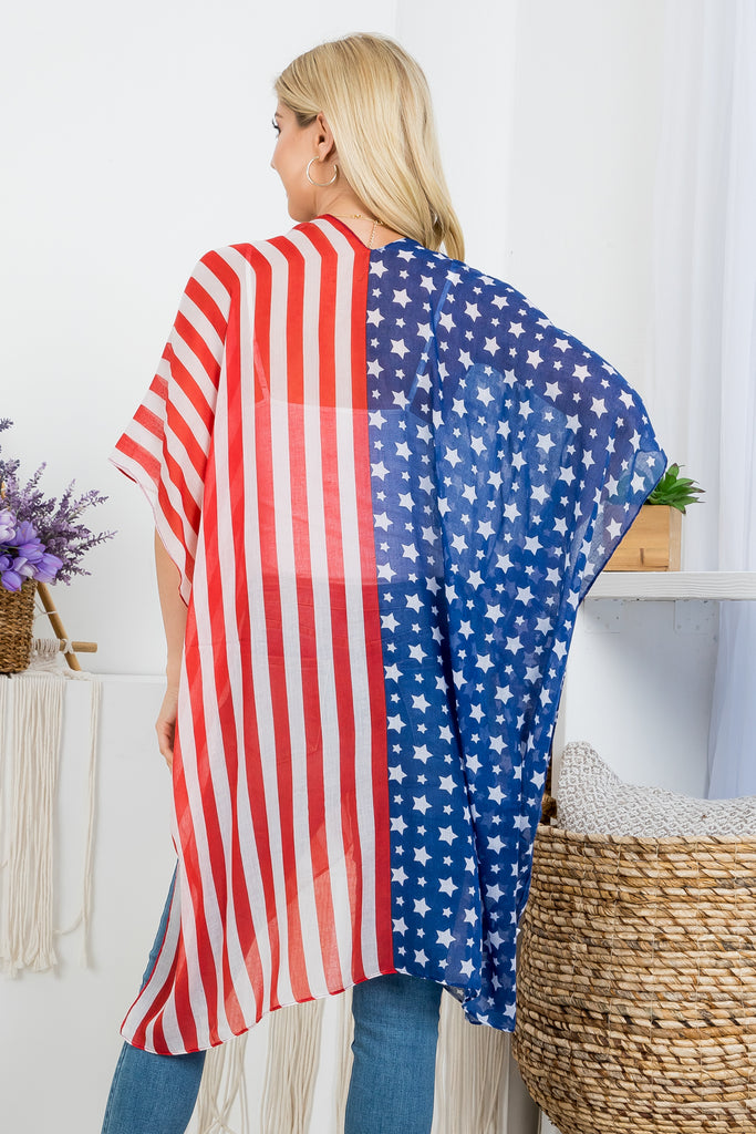 AMERICAN FLAG OPEN FRONT KIMONO