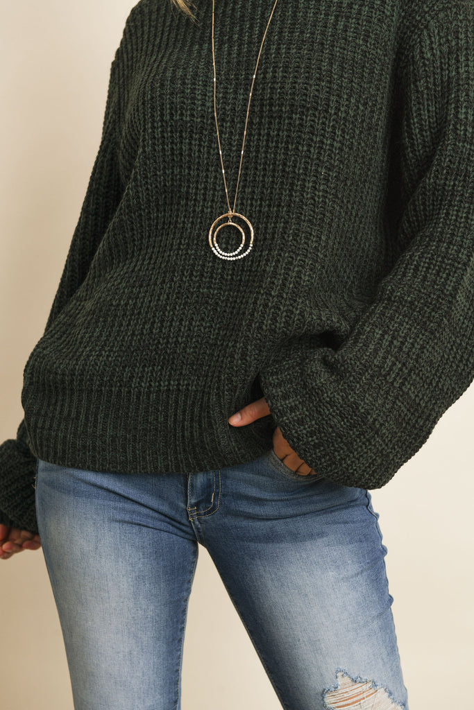 Melange Balloon Sleeve Sweater