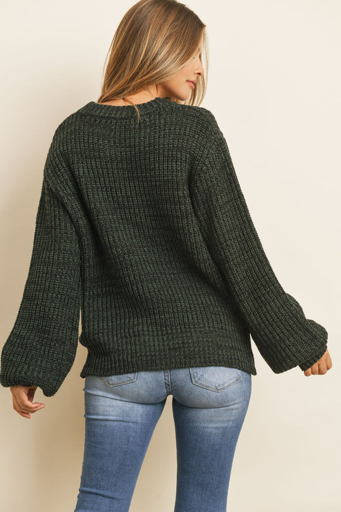 Melange Balloon Sleeve Sweater