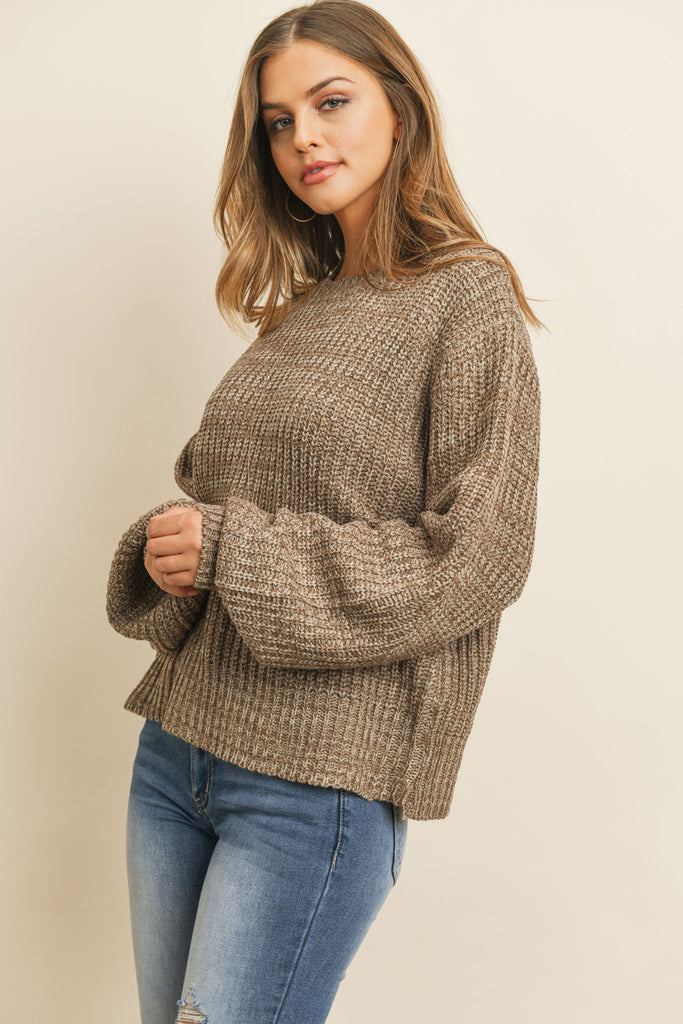 Melange Balloon Sleeve Sweater