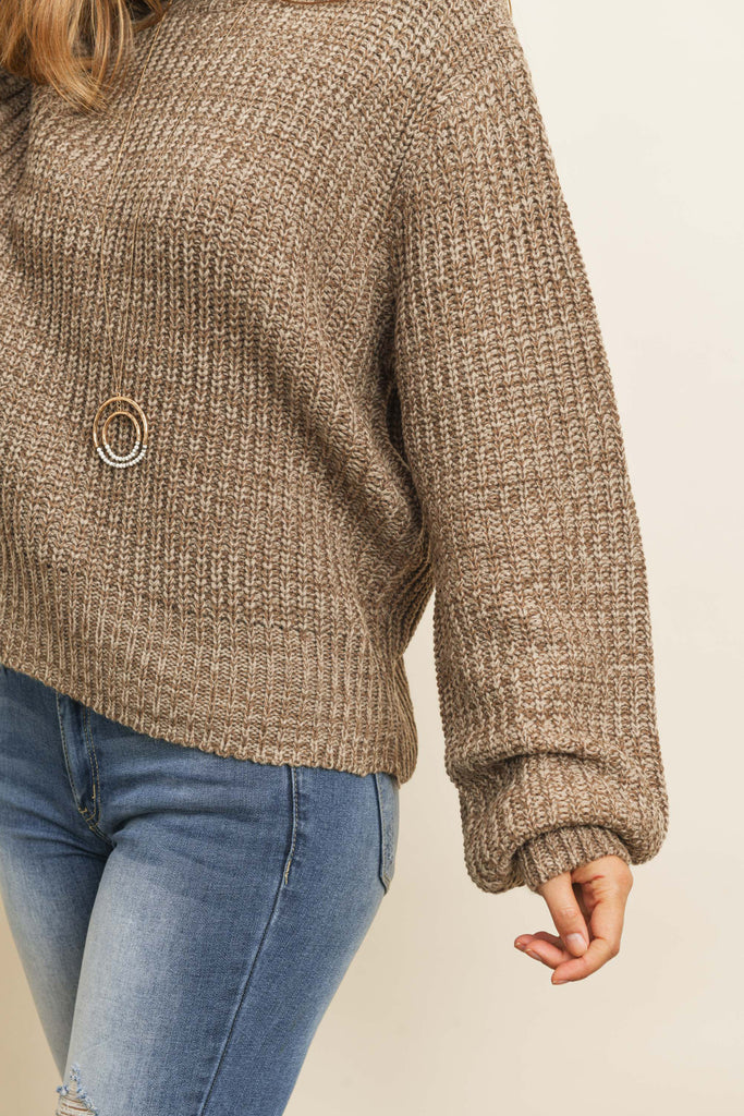 Melange Balloon Sleeve Sweater