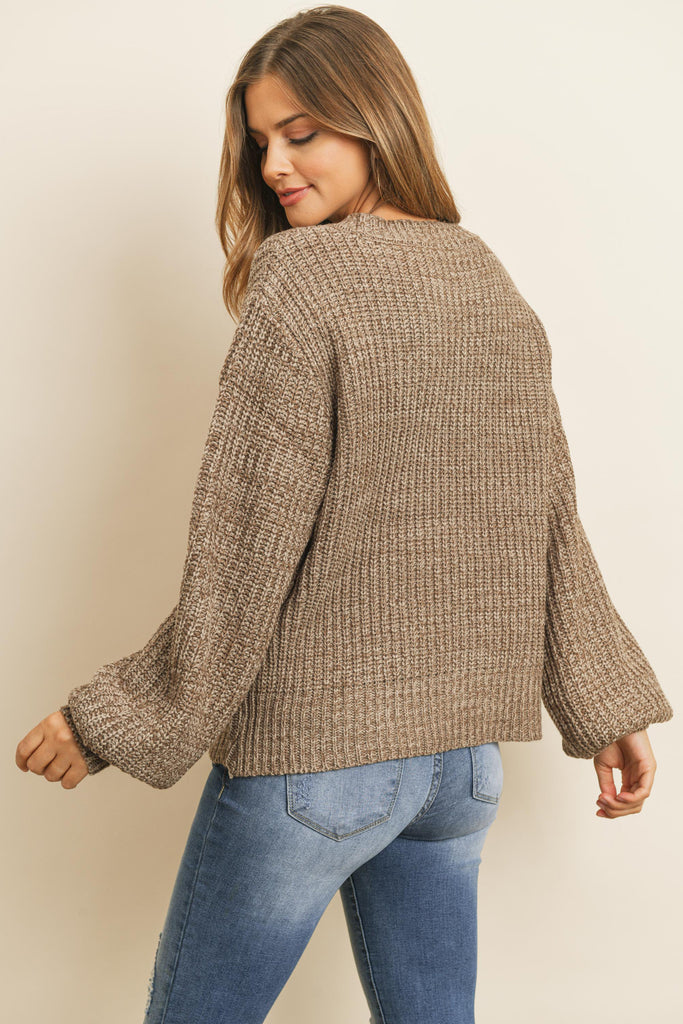 Melange Balloon Sleeve Sweater