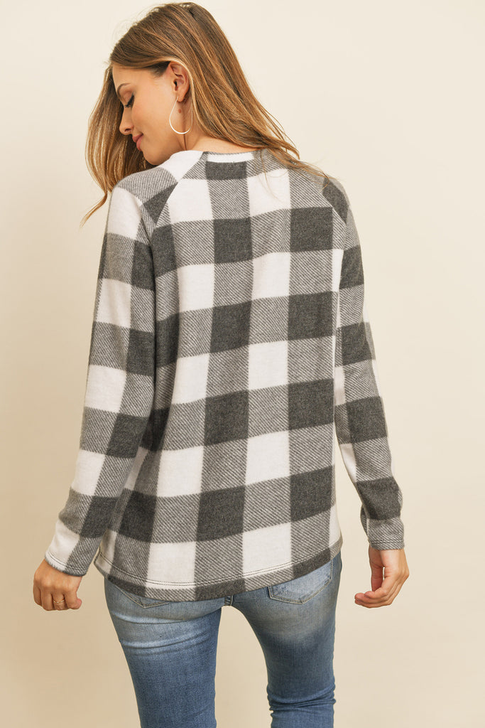 Terry Brushed Plaid Pullover