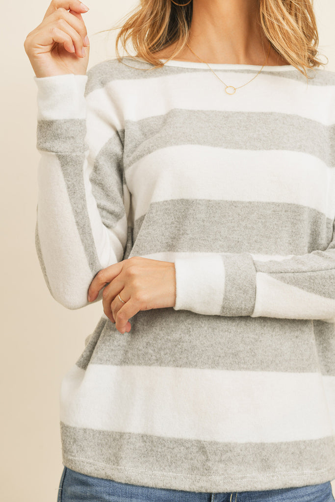 Striped Boat Neckline Sweater