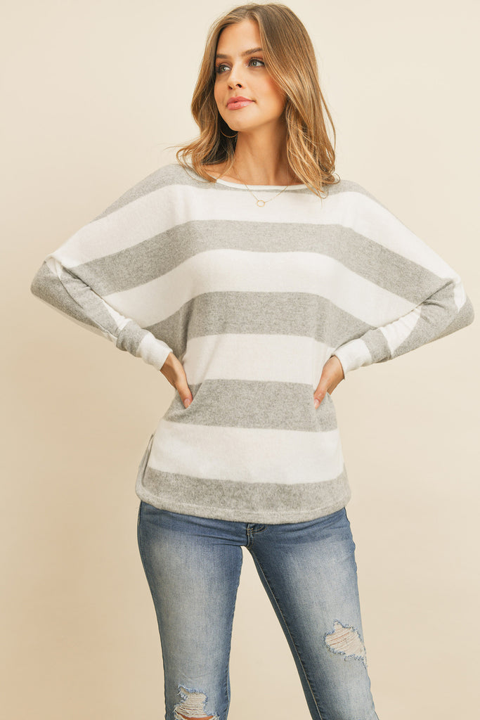 Striped Boat Neckline Sweater