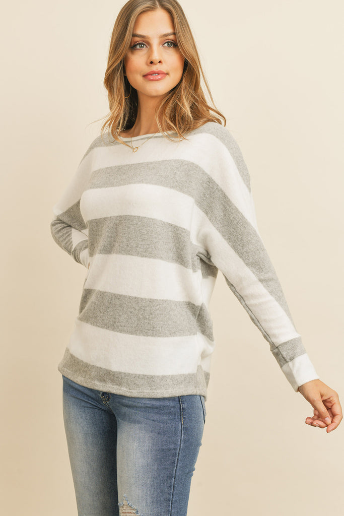 Striped Boat Neckline Sweater