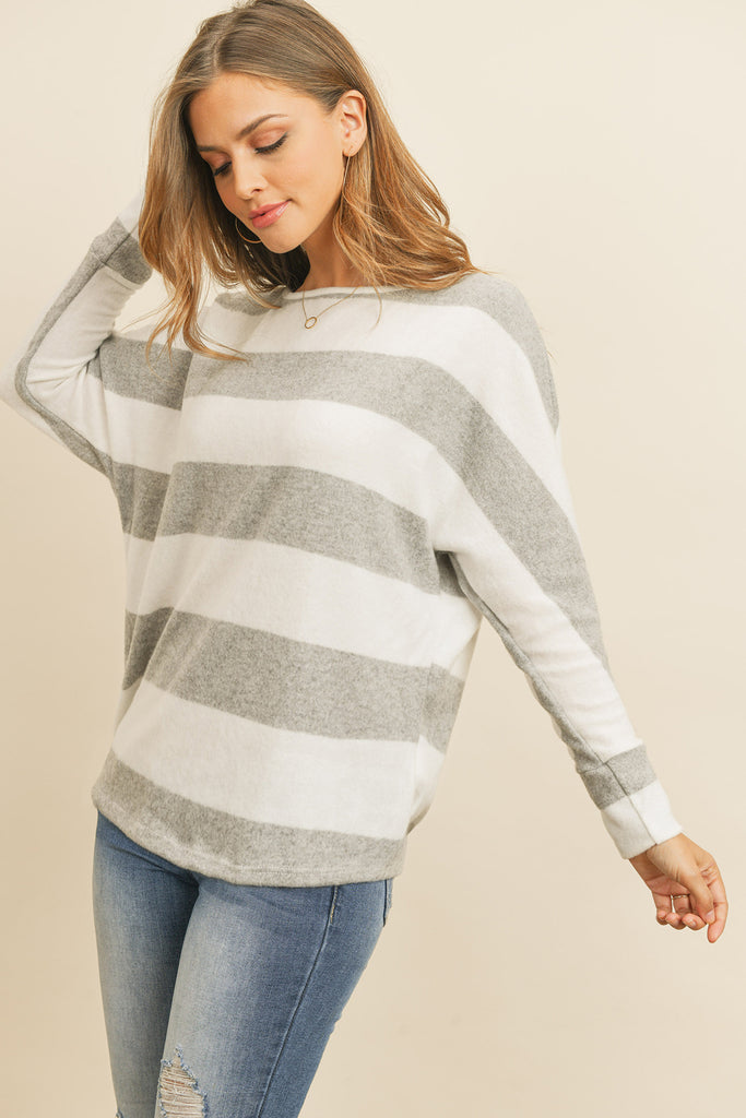 Striped Boat Neckline Sweater