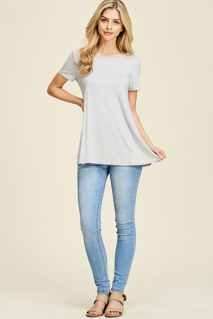 Short Sleeve Back Cut-Out Top