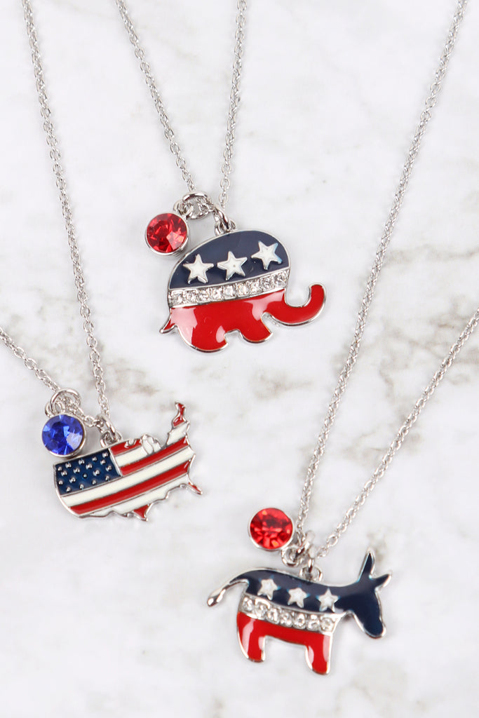 15824 - USA FLAG DEMOCRATS DONKEY NECKLACE