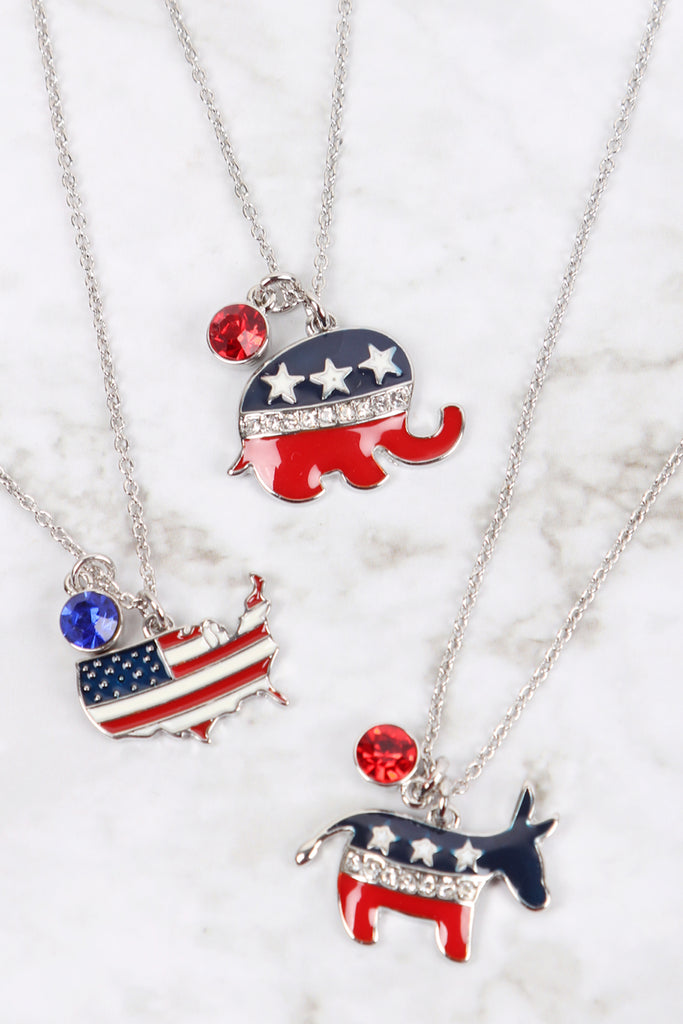 15625 - AMERICAN FLAG MAP NECKLACE