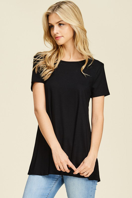 Short Sleeve Back Cut-Out Top