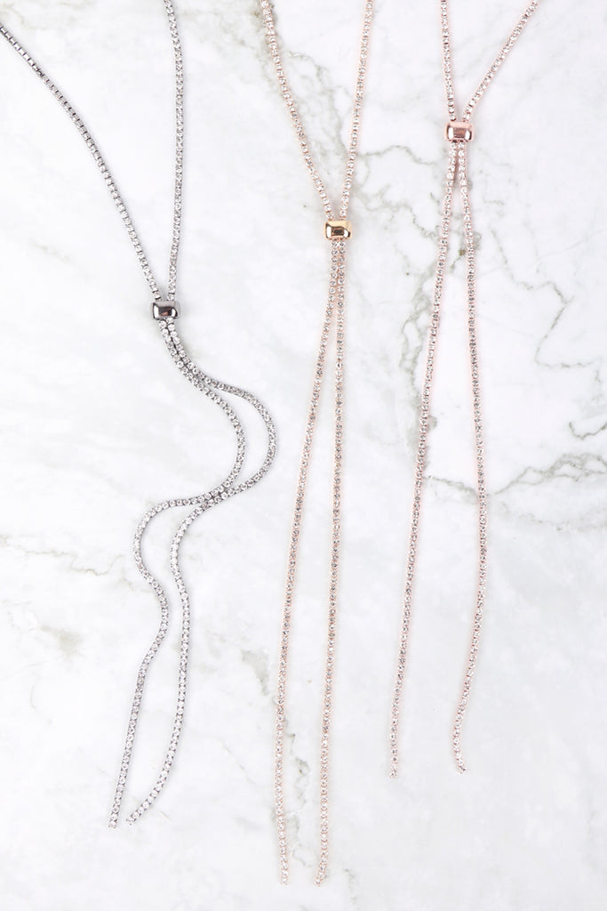 RHINESTONE 47" SLIDER NECKLACE