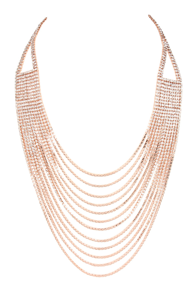 RHINESTONE 12 ROW LAYERED NECKLACE