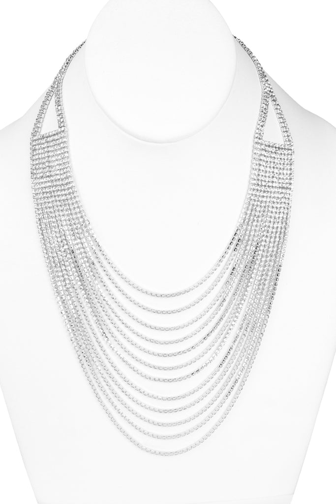 RHINESTONE 12 ROW LAYERED NECKLACE