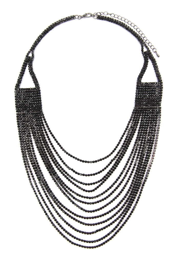 RHINESTONE 12 ROW LAYERED NECKLACE