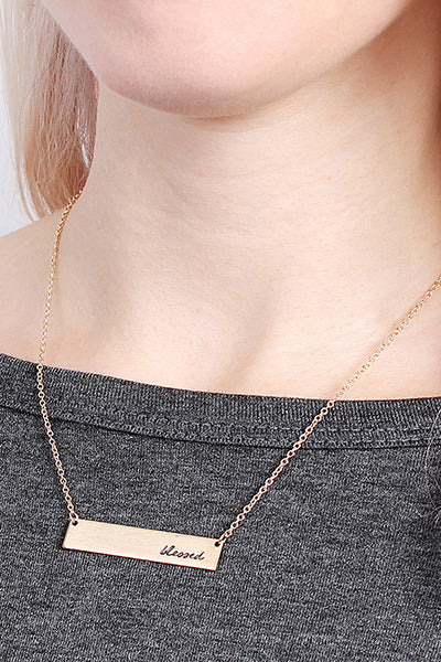 "Blessed" Message Bar Necklace