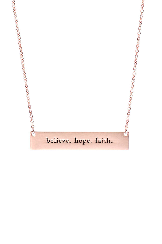"Believe, Hope, Faith" Bar Necklace