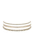 CUBIC ZIRCONIA & RHINESTONE BAGUETTE 3 LAYER CHOKER SET NECKLACE