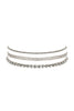 CUBIC ZIRCONIA & RHINESTONE BAGUETTE 3 LAYER CHOKER SET NECKLACE
