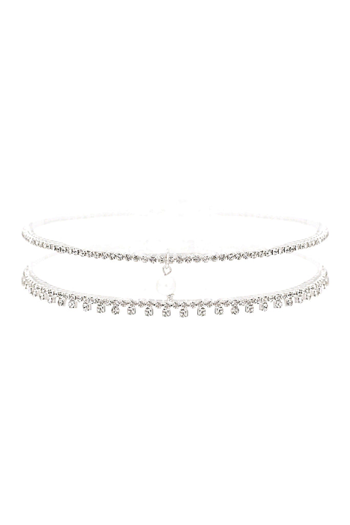 17877 - FRESH WATER PEARL CHARM LAYERED CHOKER NECKLACE