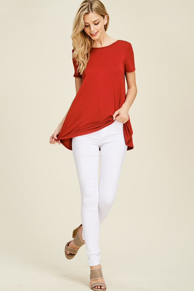 Short Sleeve Back Cut-Out Top