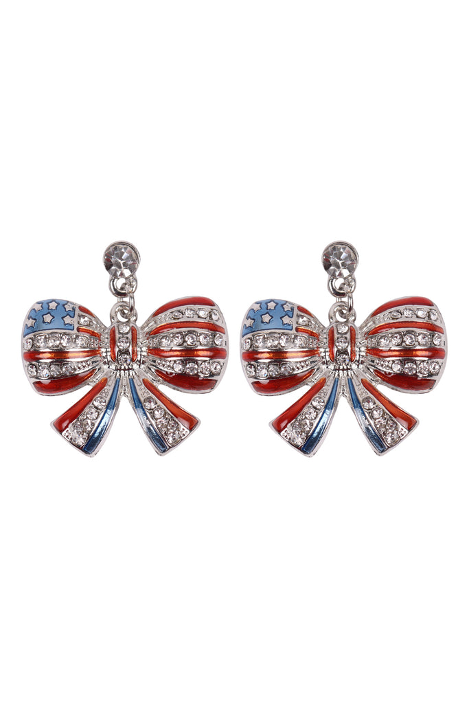 AMERICAN FLAG RIBBON ACCENT EARRINGS