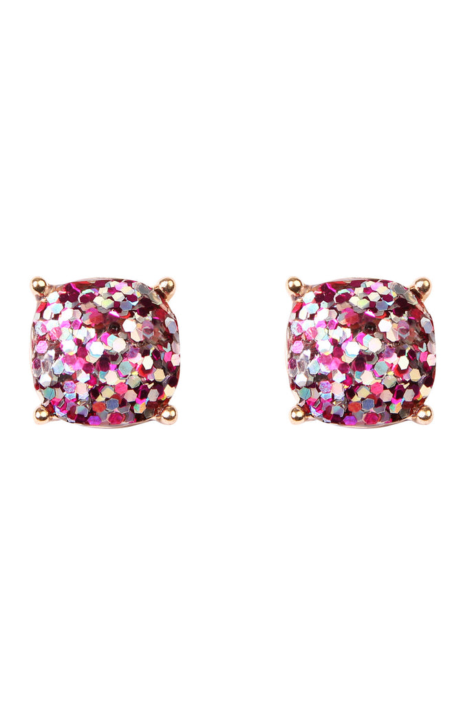 CUSHION GLITTER EARRINGS