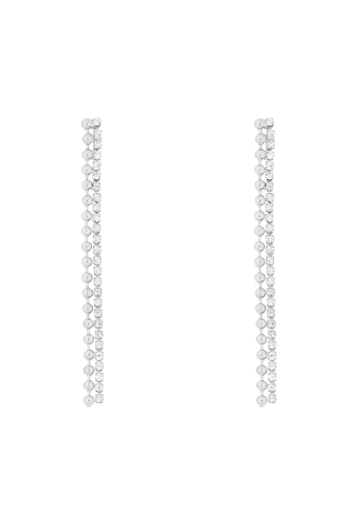 2 LINE RHINESTONE & BALL DROP EARRINGS