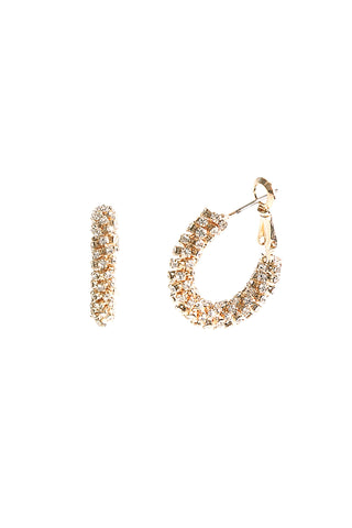 25588-30 - 1.25" TUBE STONE GLITTER HOOP EARRINGS