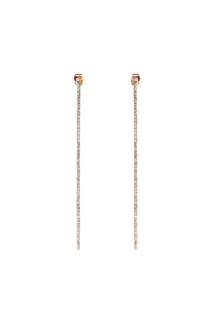 25660-80 - 3.50" RHINESTONE ONE-LINE WIRE HOOP POST EARRINGS