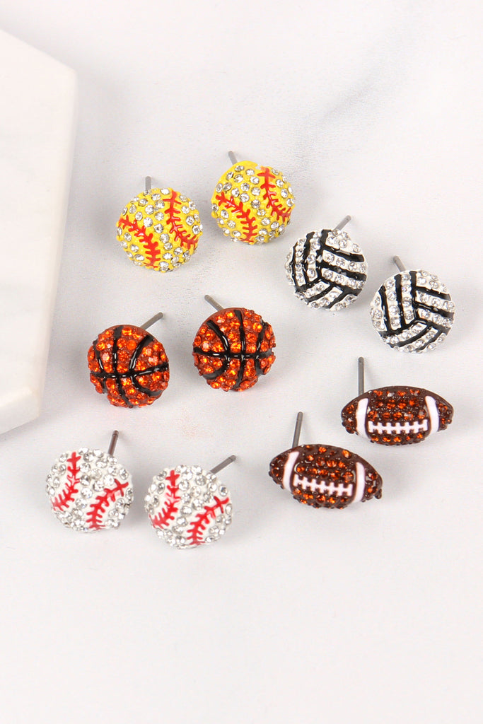 25719 -  BASKETBALL SPORTS CHARM STUD EARRINGS