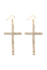 25839 - CROSS RHINESTONE FISH HOOK EARRINGS