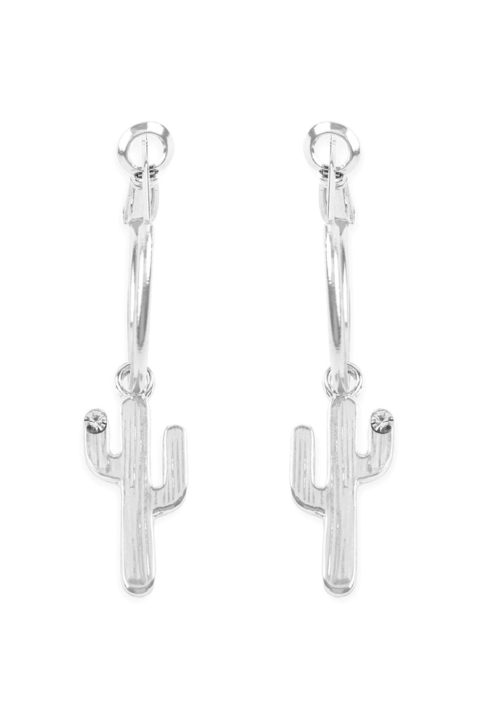CACTUS DANGLE SMALL HOOP EARRINGS