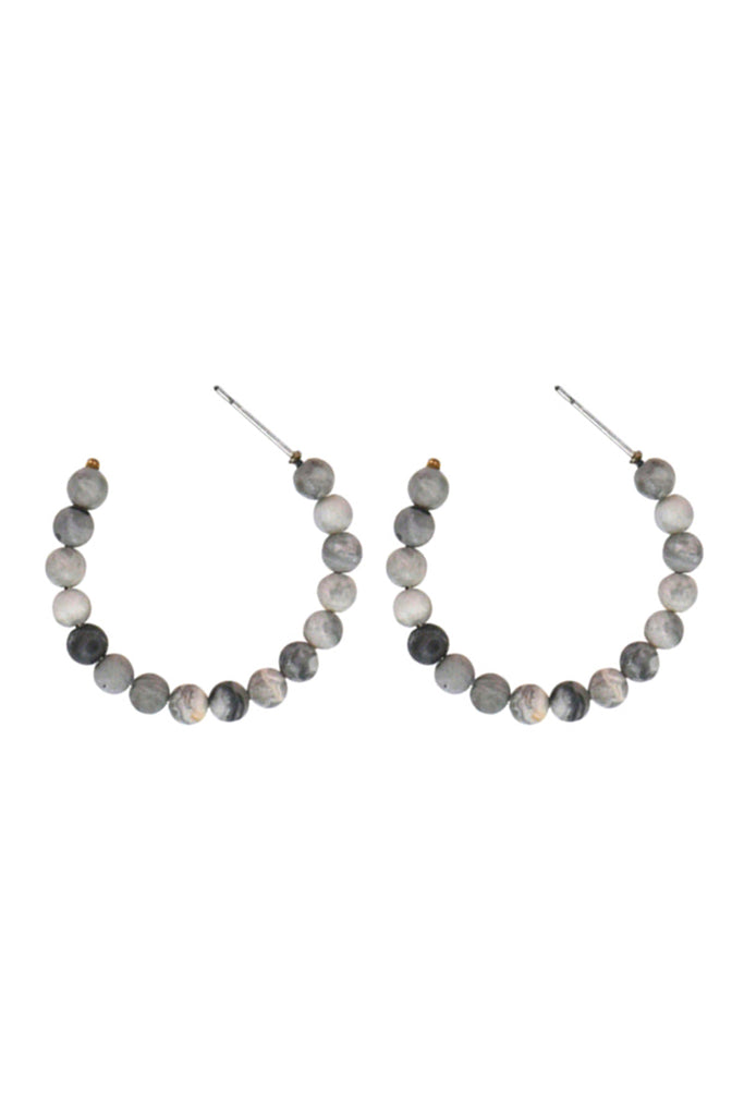 NATURAL BEAD HOOP EARRINGS