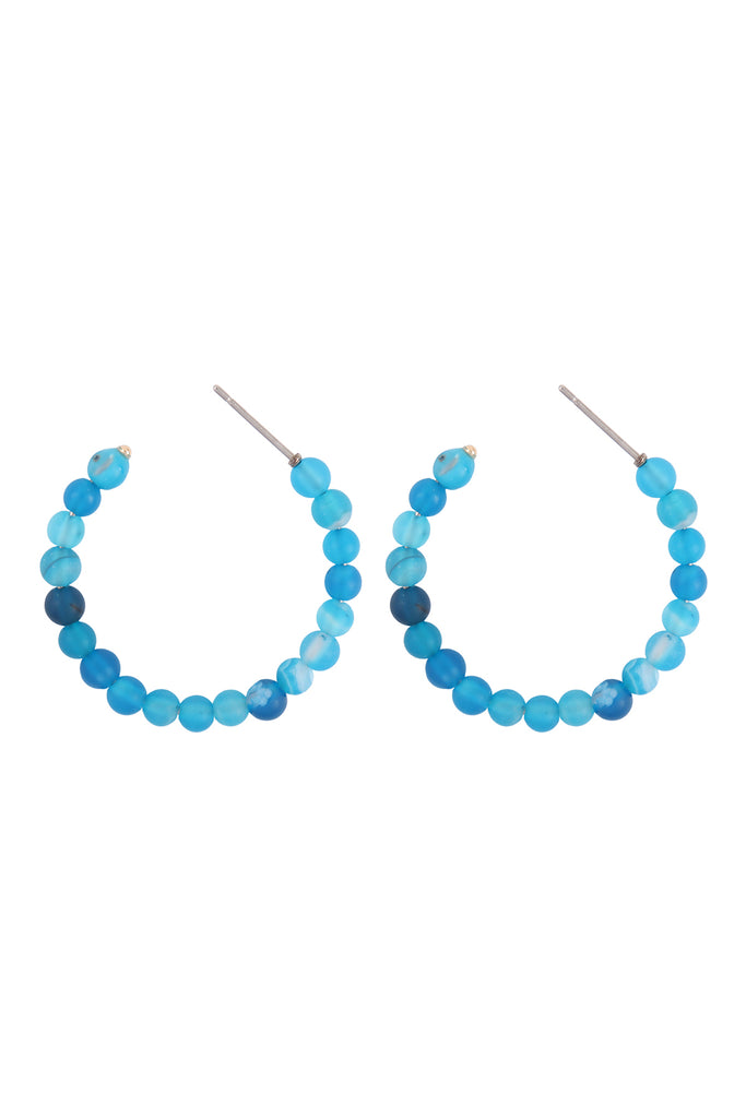 NATURAL BEAD HOOP EARRINGS