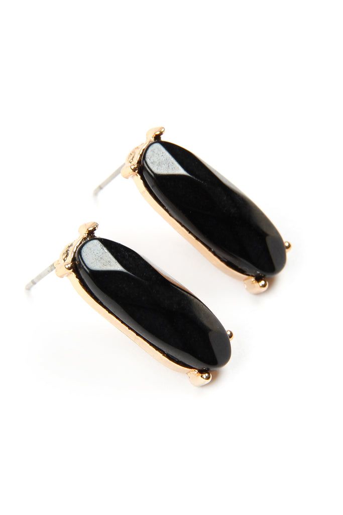 NATURAL STONE OVAL POST EARRINGS