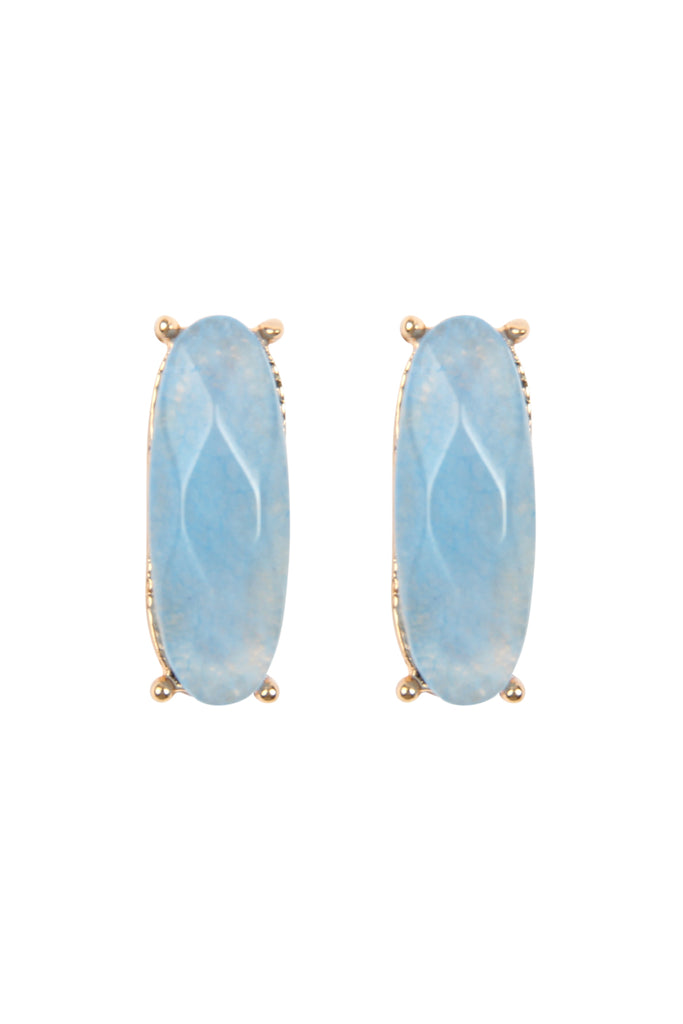 NATURAL STONE OVAL POST EARRINGS