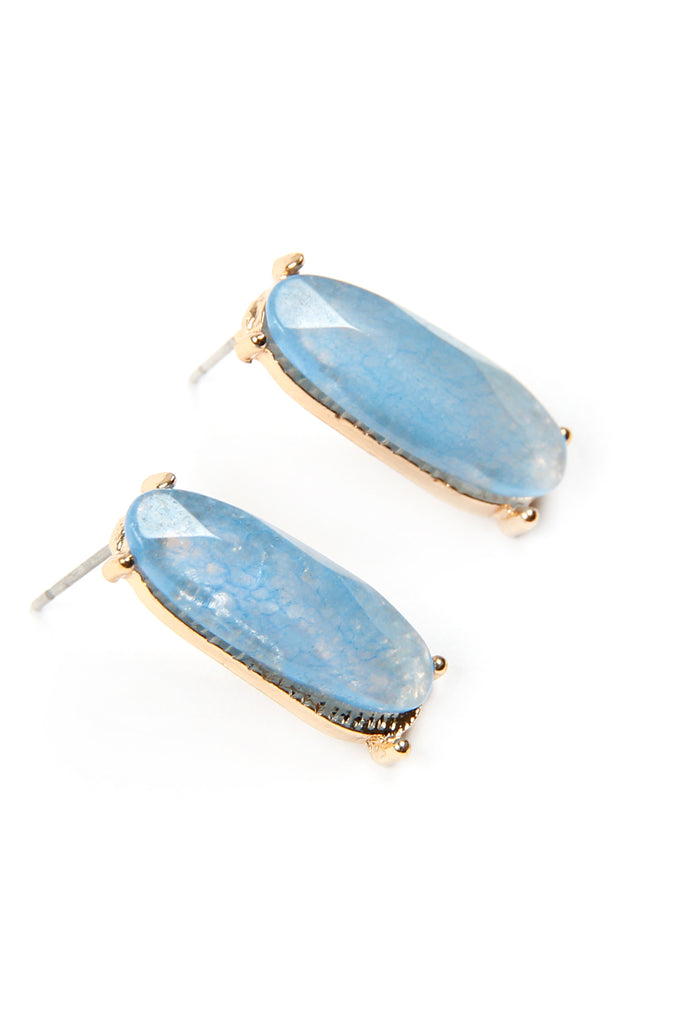 NATURAL STONE OVAL POST EARRINGS
