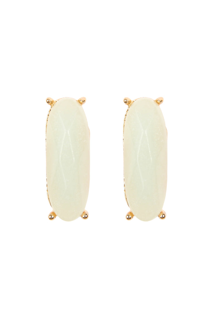 NATURAL STONE OVAL POST EARRINGS